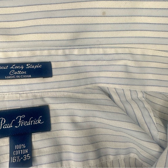 Paul Frederick Dress Button Shirt 16.5-35 Finest Long Staple 100% Cotton Striped - Picture 6 of 7